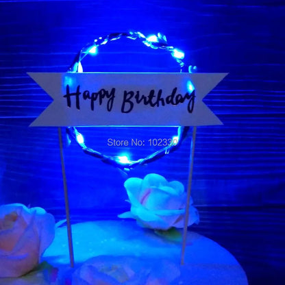 100pcs Creative LED Light Up Flashing Flower Cake Toppers Cake Flag Birthday Cake Decoration Event Party Supplies ZA6967