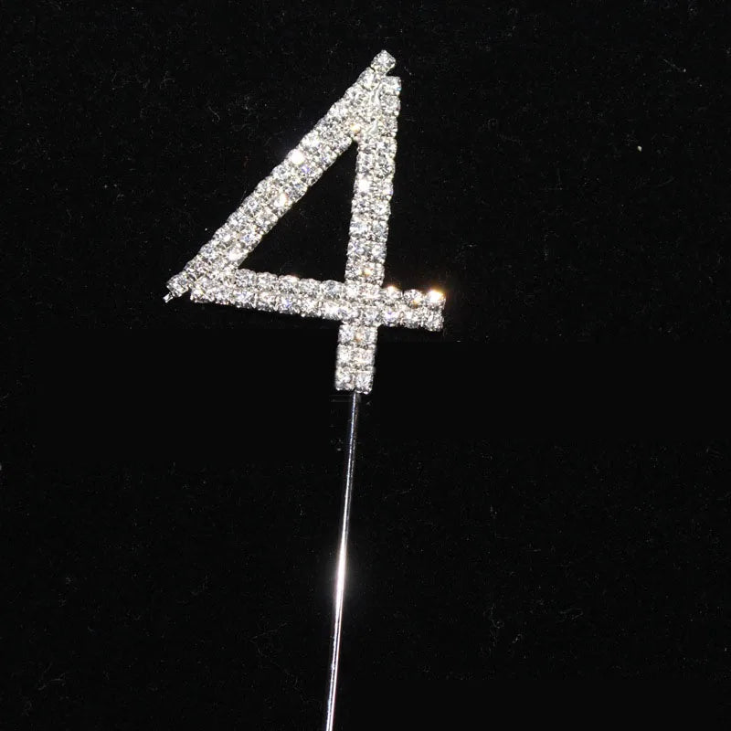 100pcs Shiny Rhinestone Number Cake Toppers 0-9 Birthday Cakes Crystal Stick Cupcake Picks Party Decoration Supplies ZA3558