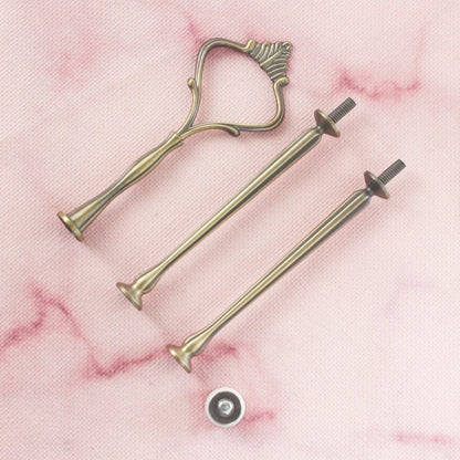 Wholesale Decorating Supply Cake Stand Handle Golden Silver Black White Red Pink Bronze 3-tier Crown Metal Cake Stand Fittings