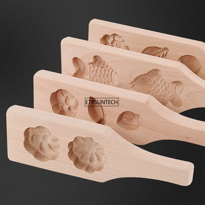 20pcs Wooden Mooncake Mold 3D Animal Shape Biscuit Cookies Mold For Baking Cake Decorating Supplies Fondant Baking Pastry Tool