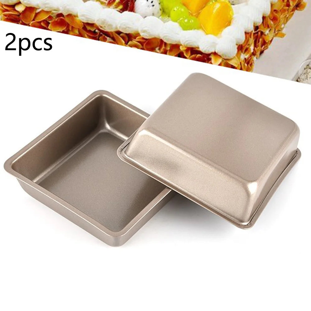 6PCS 4inch Cake Moulds Non-stick DIY Square Baking Pan Mold Kitchen Supply for Bread Loaf Pate Toast Cakes Quiche