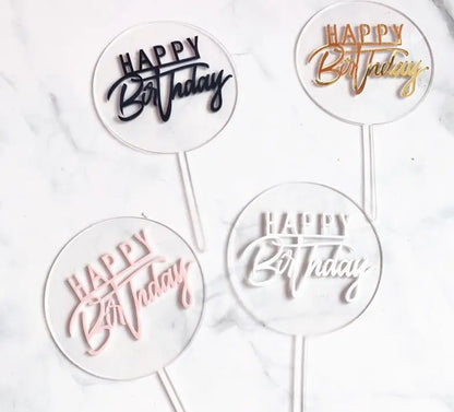 Happy Birthday Acrylic Cake Topper Gold Circle Double Layer Cupcake Topper Birthday Party Cake Decorations Festive Supplies SN