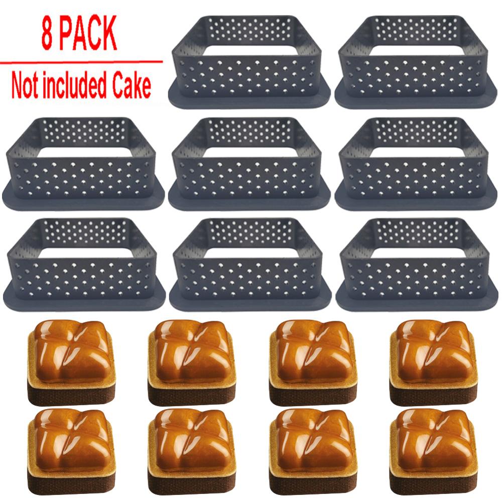 8PCS Tart Ring Mold Cake tools DIY Tartlet Circle Round Shape Dessert Bakeware Decorating Tool Perforated Mousse Circle