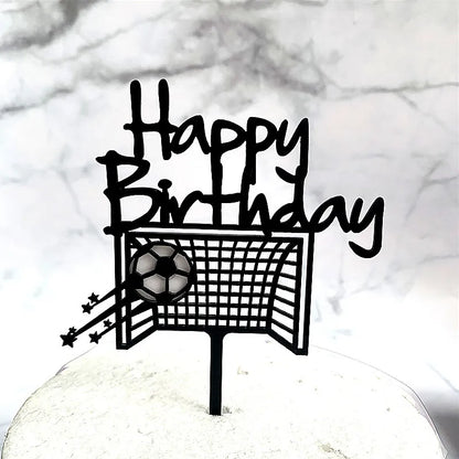 New Football Happy Birthday Cake Topper Theme Basketball Acrylic Cake Topper for Kids Birthday Party Cake Decoration Baby Shower