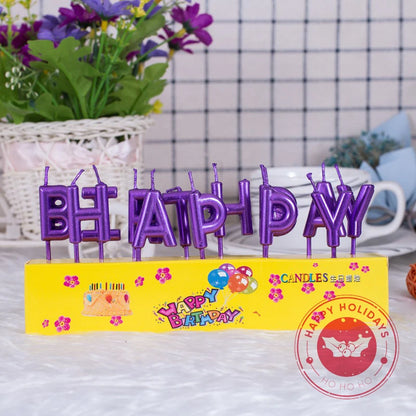 Happy Birthday Candle Pearl Gold Silver Purple Pink Letter Candle Lamp Creative Cake Baking Festival Decorative Products