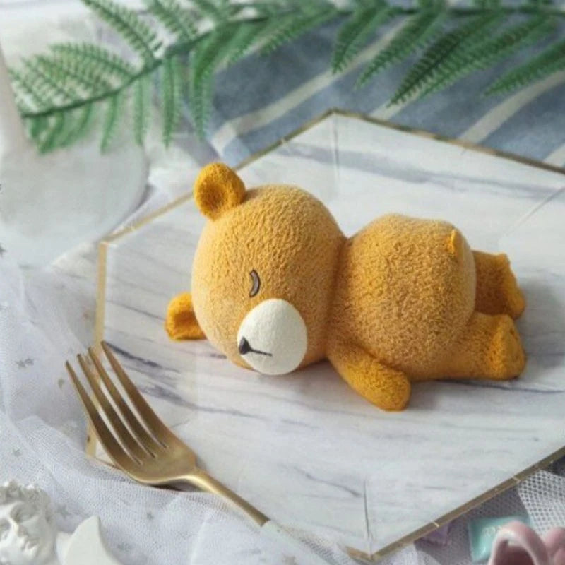 NEW 3D Sleeping Bear Silicone Mold Fondant Cake Border Moulds Chocolate Mould Cake Decorating Tools Kitchen Baking Accessories