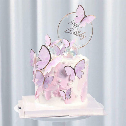 10Pcs Butterfly Cake Toppers Flags DIY Cupcake Topper Kids Girl Happy Birthday Wedding Party Baby Shower Baking Decoration