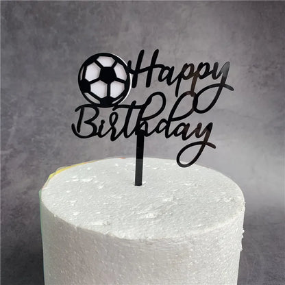 New Football Happy Birthday Cake Topper Theme Basketball Acrylic Cake Topper for Kids Birthday Party Cake Decoration Baby Shower