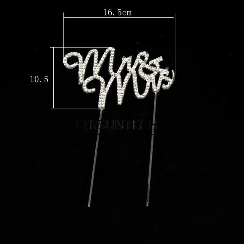 100pcs Mr &amp; Mrs Crystal Rhinestone Cake Topper Wedding Anniversary Party Cake Decoration Supplies Accessories