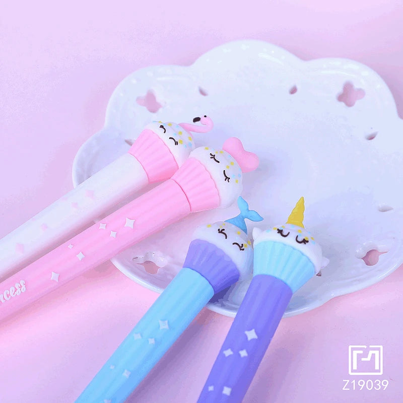 48pcs/set Cake Pen Gel Ink Office Supplies Stationery Princess Wind Silicone Gel Pen Lovely 0.5mm Gel Ink Pen Wholesale