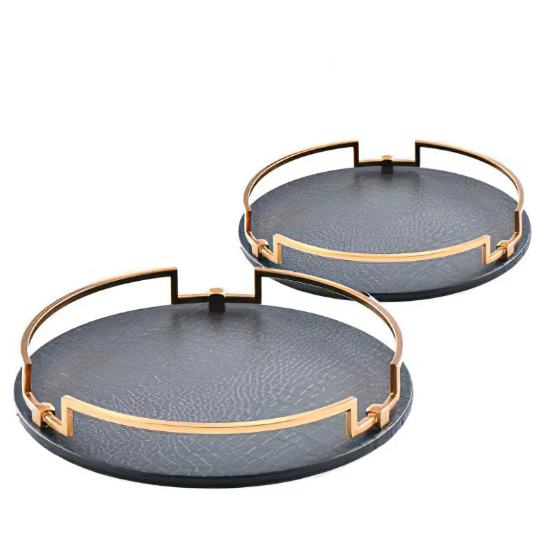 Metal Tray Gray Round Storage Smiple Snack Cake Desktop Jewelry Display Plate Photography Props Decoration Home Kitchen Supplies
