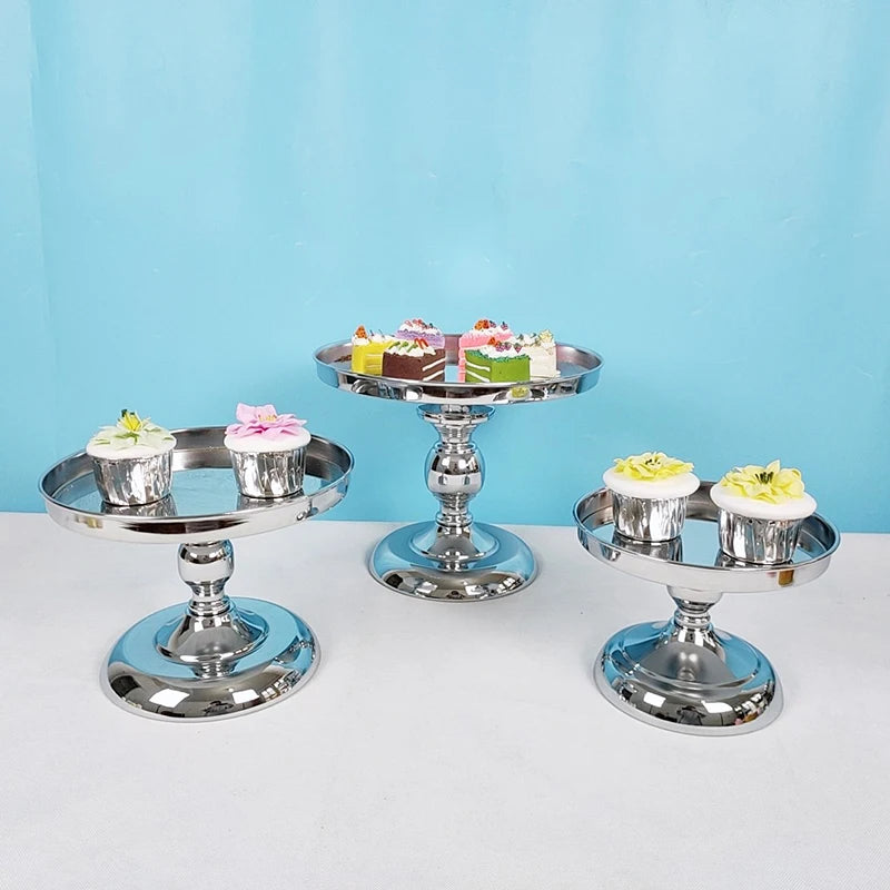New arrive 3 tiers  Cake Stand silver Decorating Supplies Cupcake Tower Stand Wedding Plates Set Metal