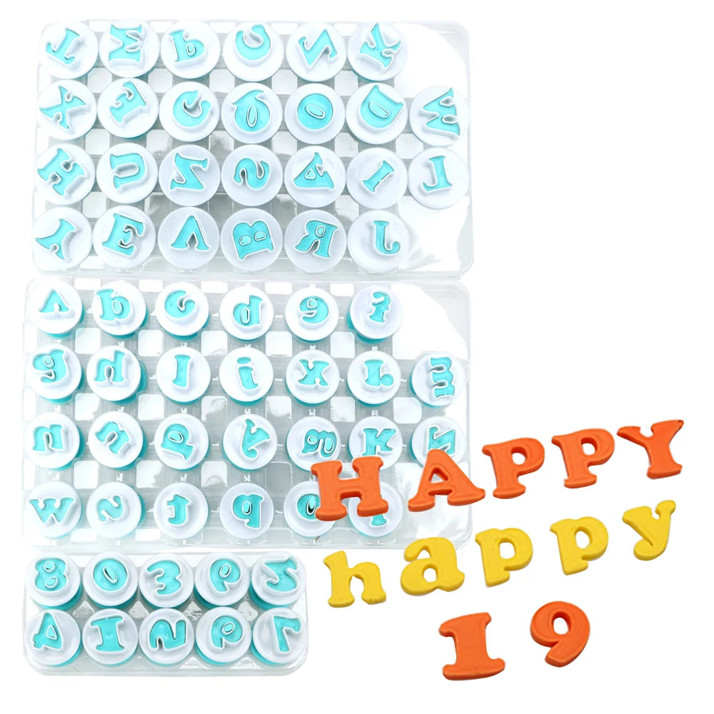 10 26 pcs/set Capital Letters Fondant Cake Mold Upper &amp; Lowercase Alphabet Cookie Cutter Plastic Plunger Cutter Cookie Mould