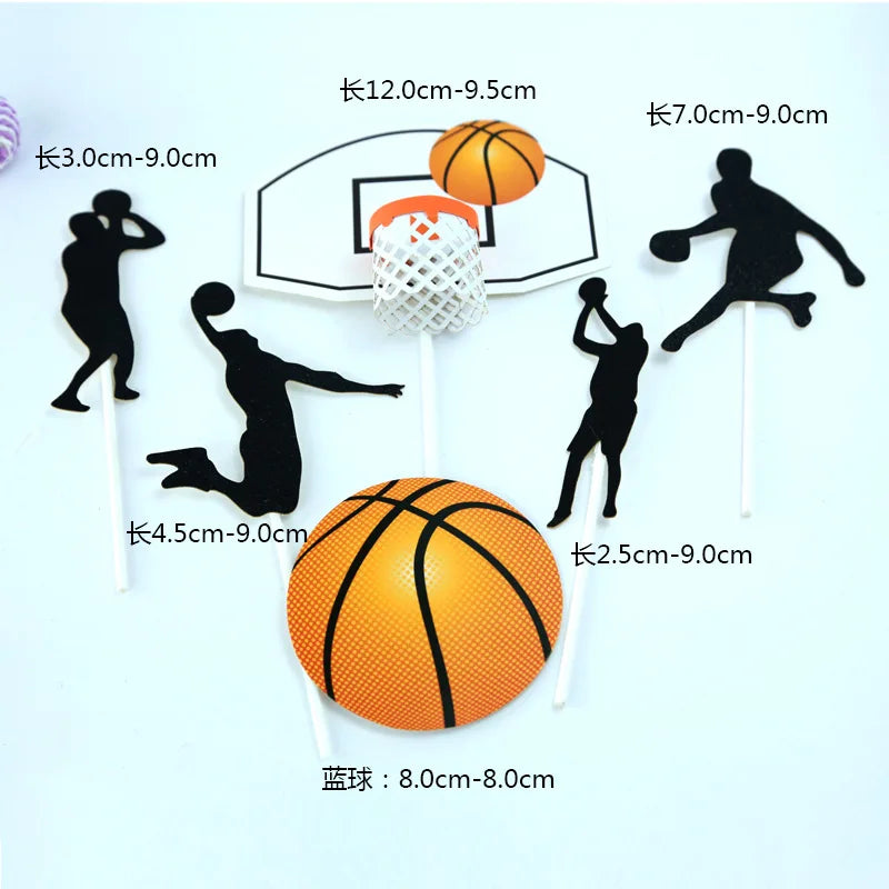 5pcs Theme Basketball Happy Birthday Cupcake Topper Cute Boys Cake Topper For Birthday Sport Fans Party Dessert Cake Decorations