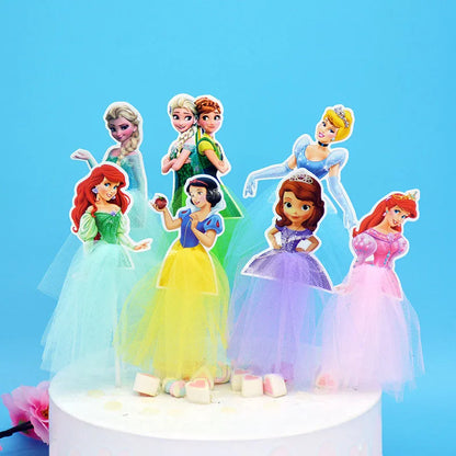 1PCS 21cm Princess Birthday Party Decorations Kids Cake Topper for Girls Birthday Decoration Anniversaire Cake Supplies