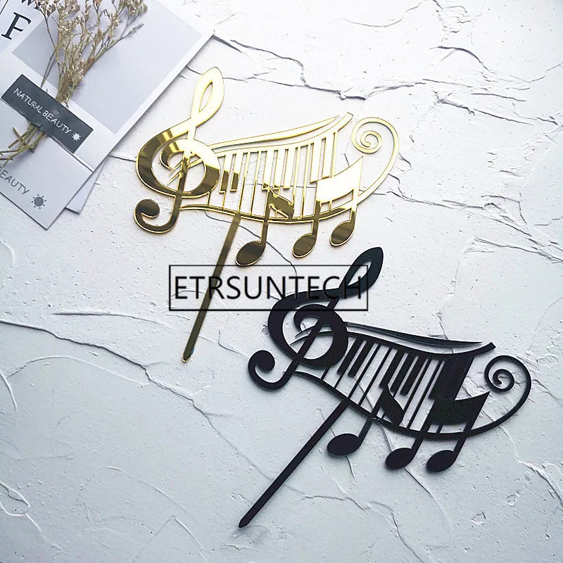 200pcs Musical Note Acrylic Cake Topper Music Festival Cake Topper For Wedding Birthday Music Party Cake Decorations Supplies