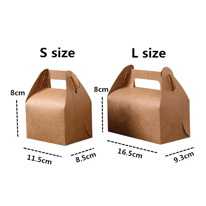 200pcs Kraft cardboard packing gift box With Handle handmade Cake candy For Wedding birthday Decoration Event Party Supplies