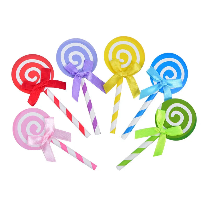 6pcs Birthday Cake Card Lollipop Plug-in Birthday Party Dessert Table Plug-in Decoration Color Card DIY Baking Products