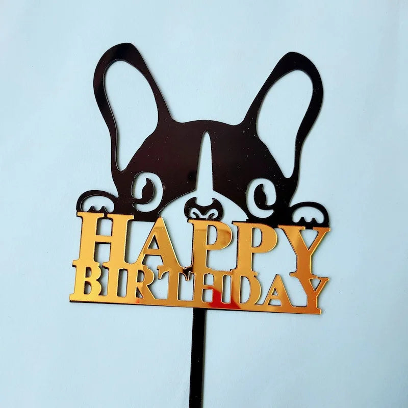 New Pet Dog Acrylic Birthday Cake Toppers It`s My Barkday Bone Paw Print Diy Cake Toppers for Dog Birthday Party Cake Decoration