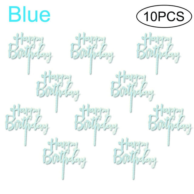 6pcs/Lot Gold Happy Birthday Acrylic Cake Toppers Gold Birhday Cake Topper for Kids Birthday Party Cake Decorations Baby Shower