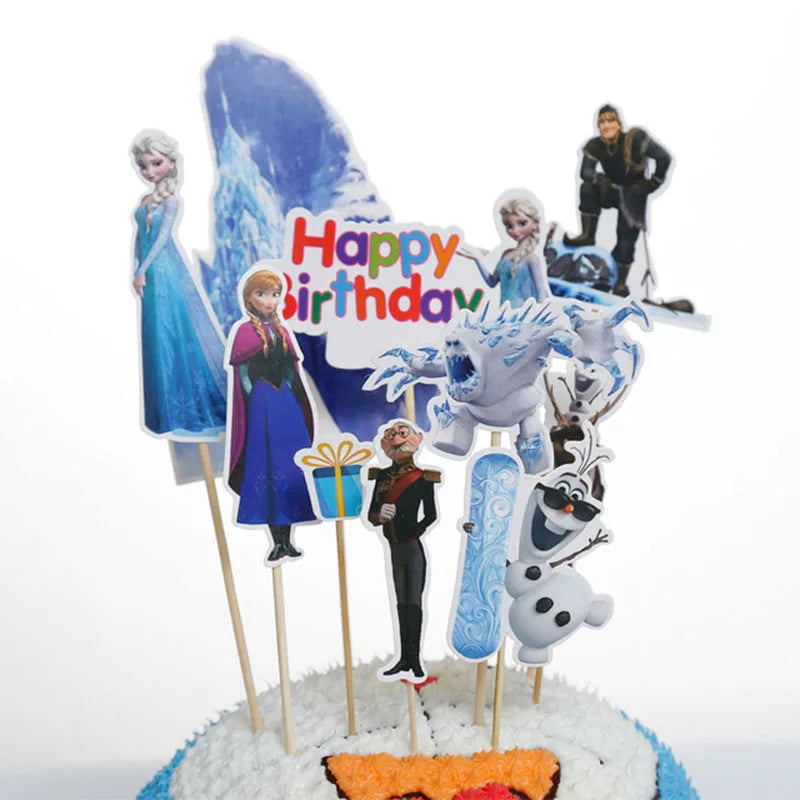 1pcs/Lot Frozen Elsa Anna Princess Cake Cupcake Toppers Cake Flag Girls Birthday Party Decoration Anniversaire Cake Supplies