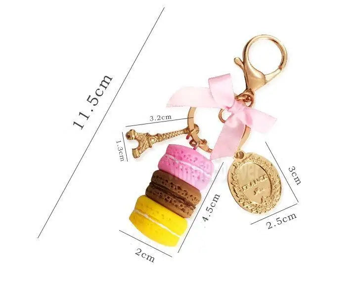 Resin Macaron Cake Keychain Metal Eiffel Tower Bag Charm Keyring Wedding Supplies Keychain Favors DHL Free Shipping