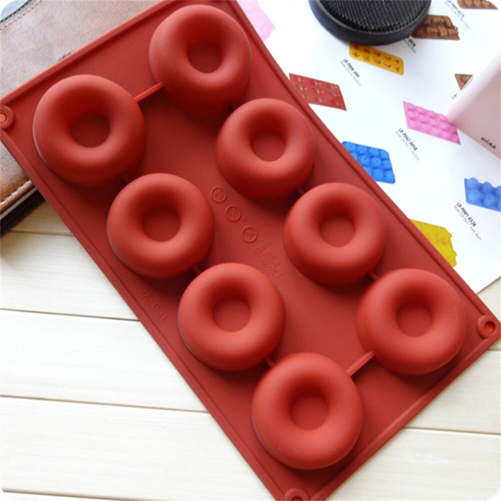 8 Grids 3D Donuts Baking Pan Moulds Silicone DIY Donut Pastry Decorating Mold Kitchen Cake Chocolate for Birthday Party