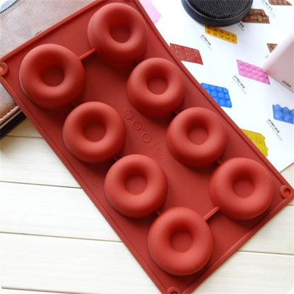 8 Grids 3D Donuts Baking Pan Moulds Silicone DIY Donut Pastry Decorating Mold Kitchen Cake Chocolate for Birthday Party