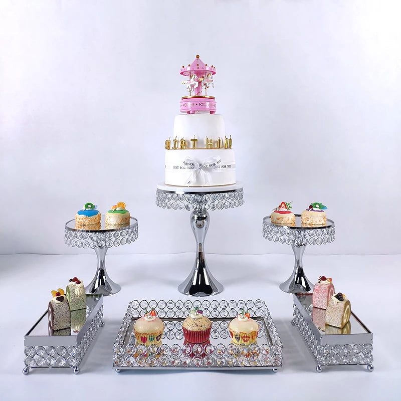 cake stand Wedding Plates Set Metal Round Party Dessert Crystals Cake Stand Cupcake  Stand  Cake Decorating Supplies 2020
