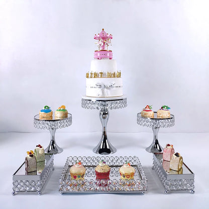 cake stand Wedding Plates Set Metal Round Party Dessert Crystals Cake Stand Cupcake  Stand  Cake Decorating Supplies 2020