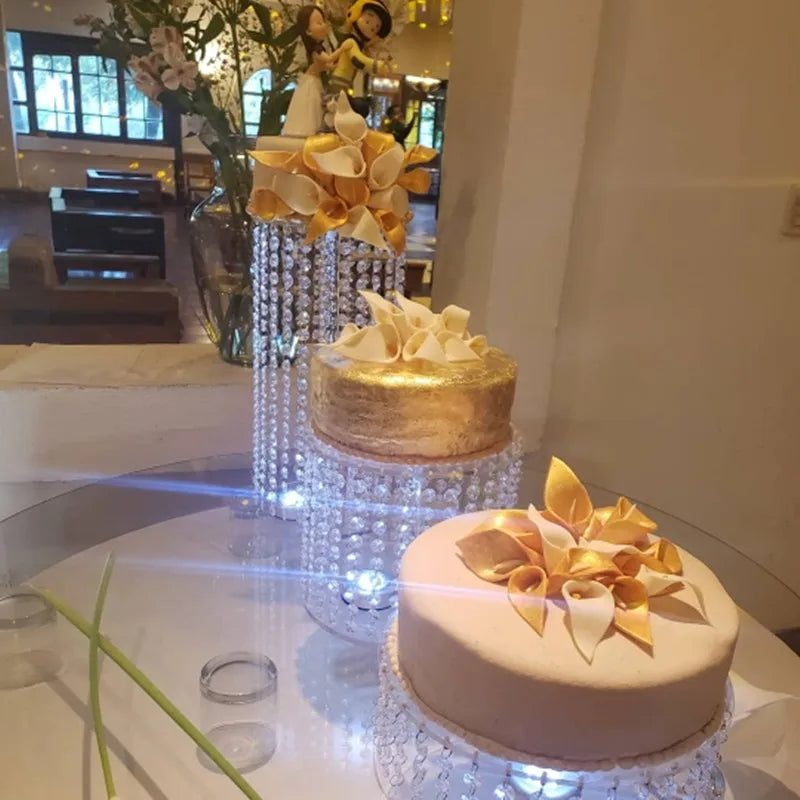 New Hot Luxury Crystal Acrylic Cake Stand Wedding Table Top Decoration Centerpieces Cake Display For Birthday Party Supplies
