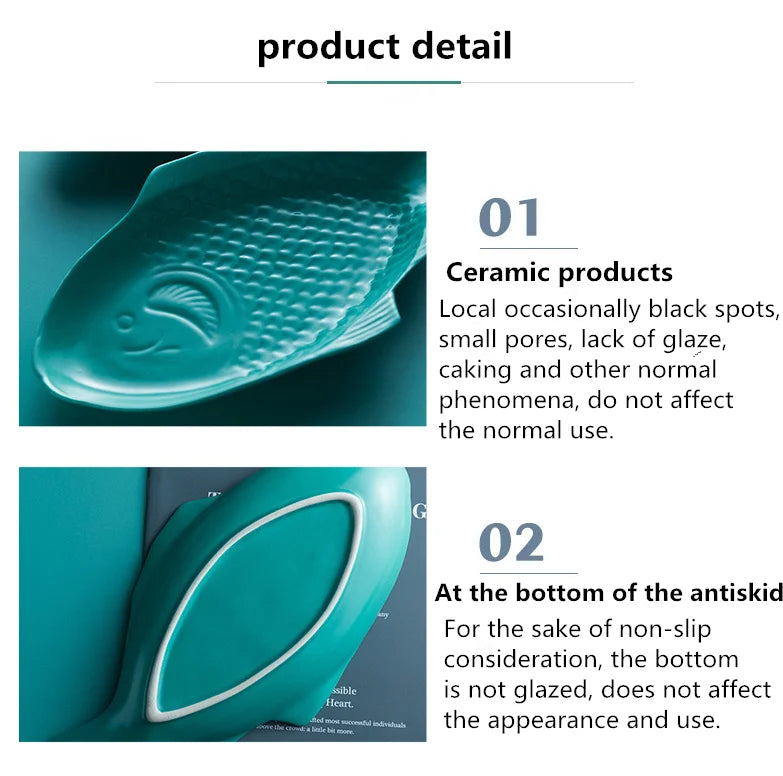 Hotel Supplies 15 inch Fish shaped Dish Dish Dessert Area Cake Dish Solid Color Glazed Ceramic Dish