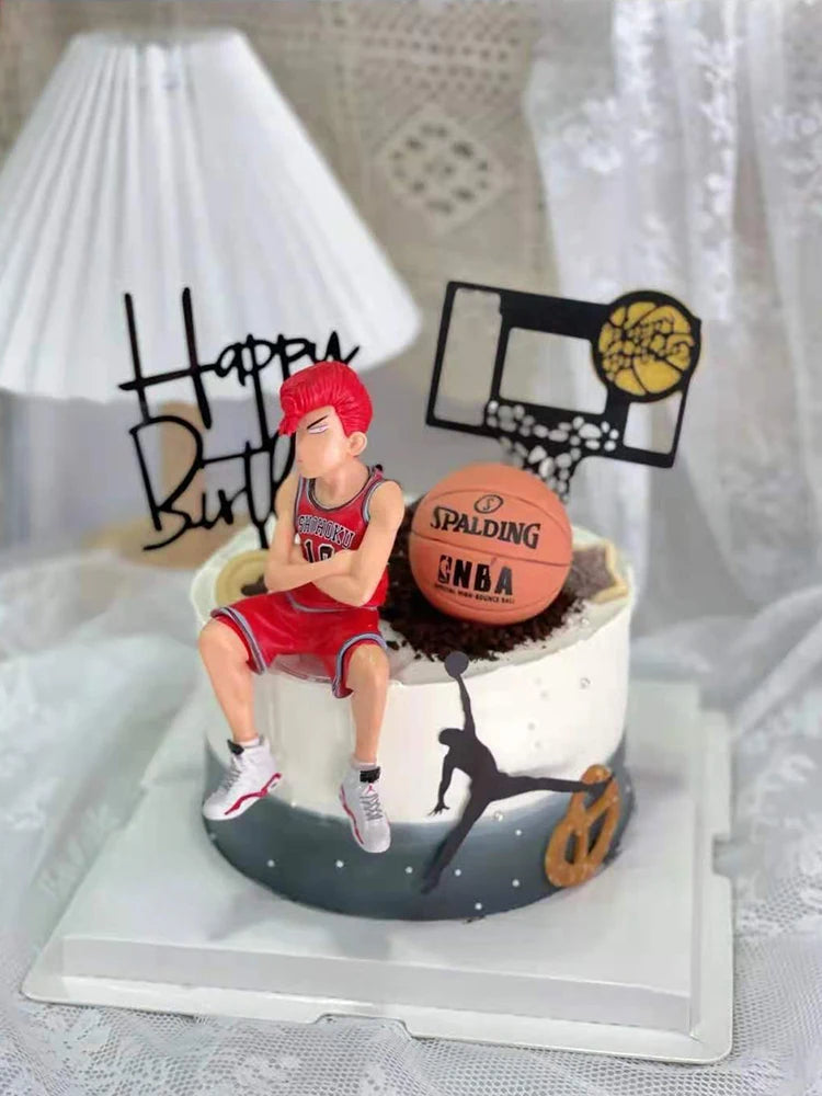 Basketball Theme Happy Birthday Cupcake Topper Cute Sport Fans Cake Topper For Boys Birthday Party Dessert Cake Decorations Gift