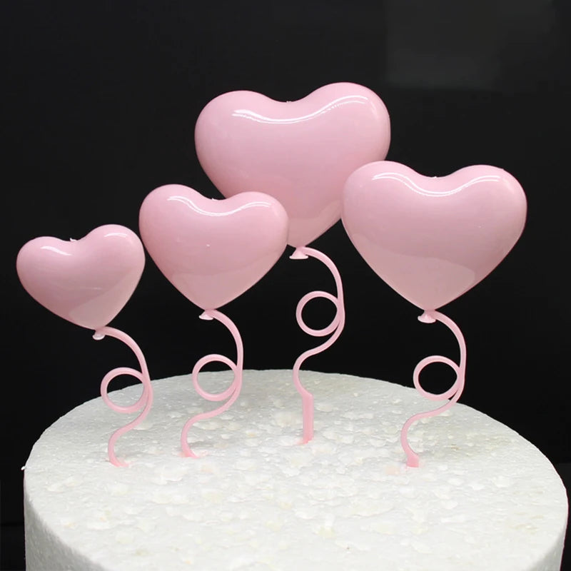 4Pcs Valentines Day Decoration Heart Cake Toppers Dessert Toppers Valentine&