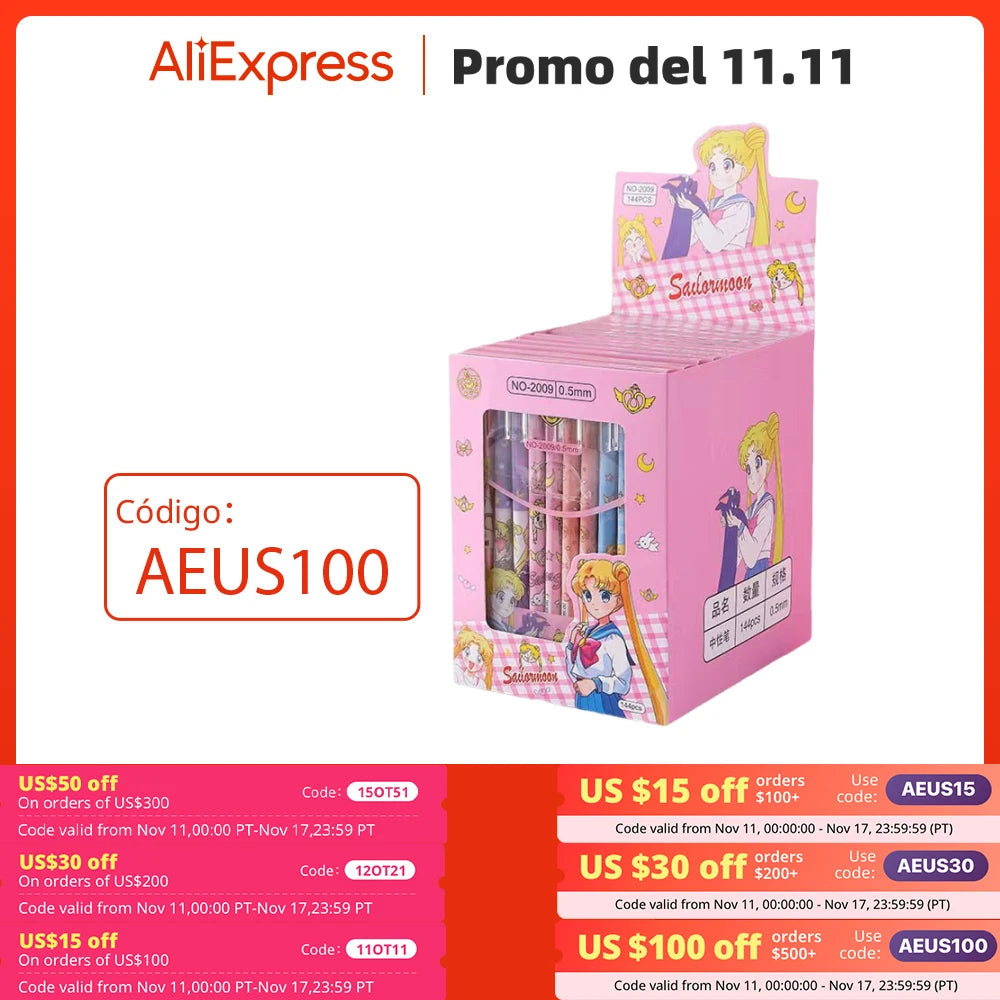 144pcs New Sell Like Hot Cakes Sailor Moon Erasable Gel Pen Cute 0.5mm Signature Pens School Office Writing Supplies Prizes Gift