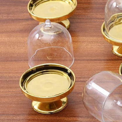 60-Piece Mini Cake Stand Chocolate Cake Candy Display Board With Lid For Birthday And Wedding Supplies (Golden Base)