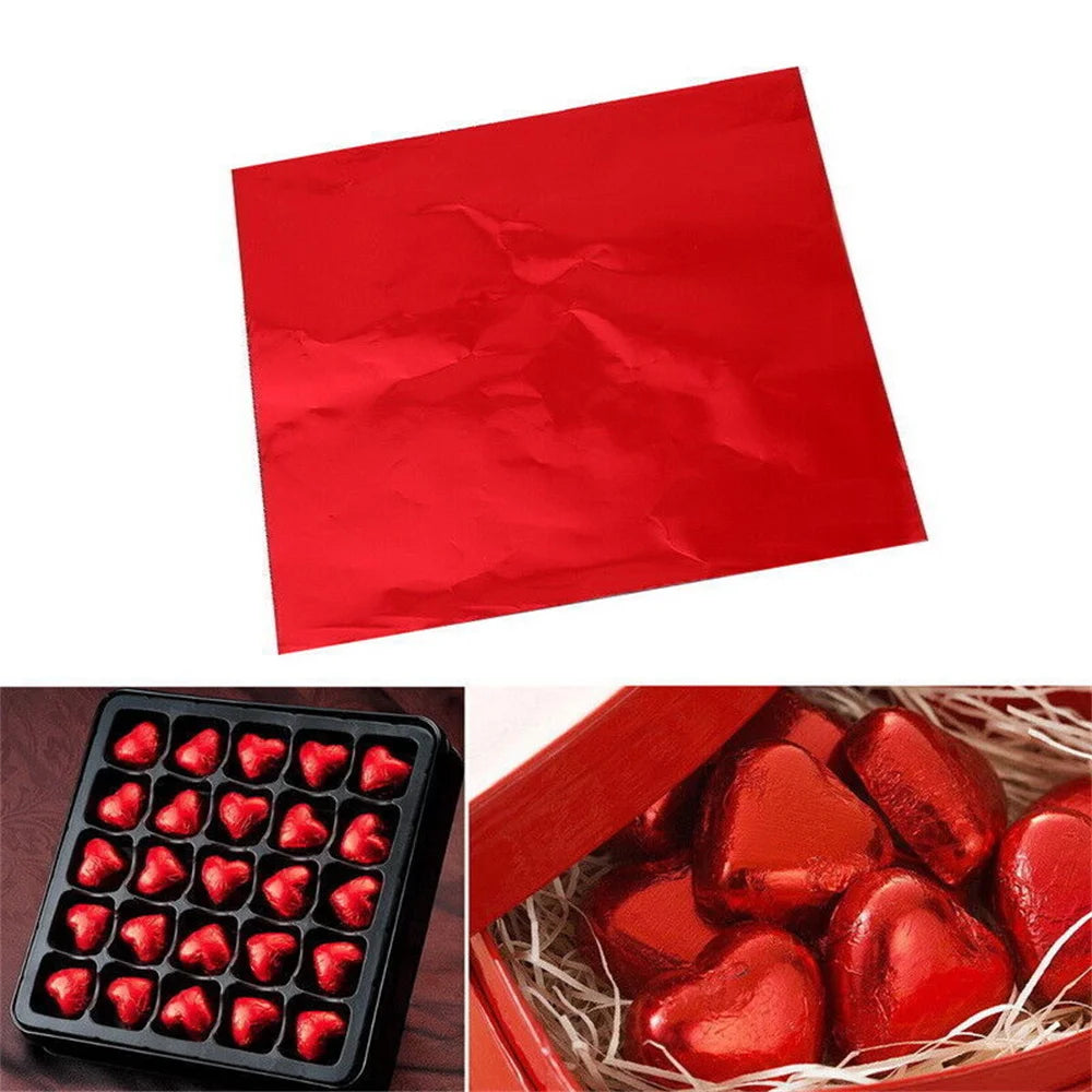 100pcs 8x8cm Aluminum Foil Wrapping Sheets – DIY Food Packaging for Chocolate &amp; Candy