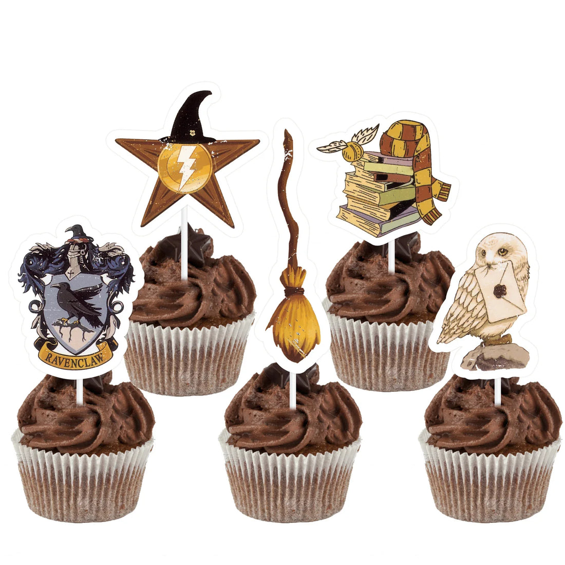 Magic Academy Theme Cake Decoration Cartoon Magician Paper Cupcake Topper for Kids Birthday Party Cake Decoration Supplies