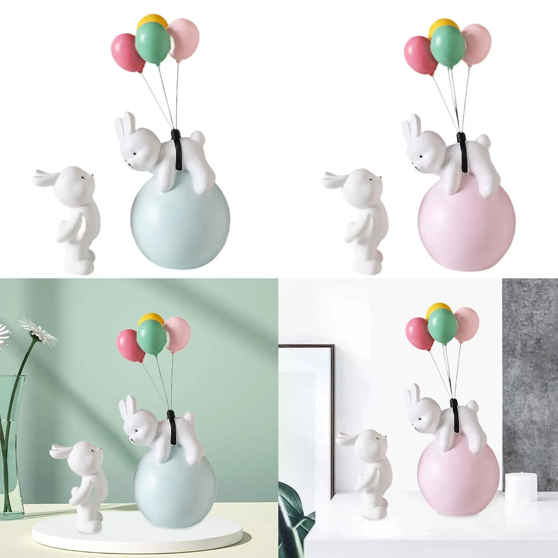 Balloon Bunny Figurine, Funny Tabletop Ornaments for Living Room TV Stand Bookshelf Arrangement Desktop