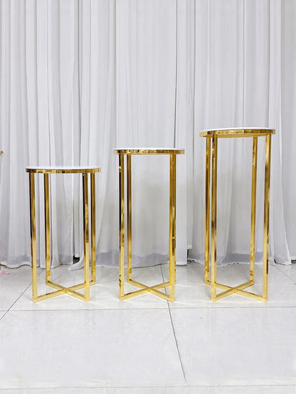 Factory customized wedding decoration booth iron electroplating gold cake table side table wedding supplies