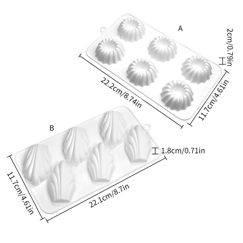 Savarin/Madeleine Shaped Silicone Mold Fondant Chocolate Mold DIY Mousse Cake Mold Baking Decorating DIY Supplies