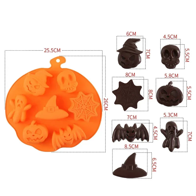 Halloween Baking Mold 3D Pumpkin Bat Skull DIY Model Chocolate Candy Jelly Biscuit Cake Mould Tool Cookie Cutter Reusable Party