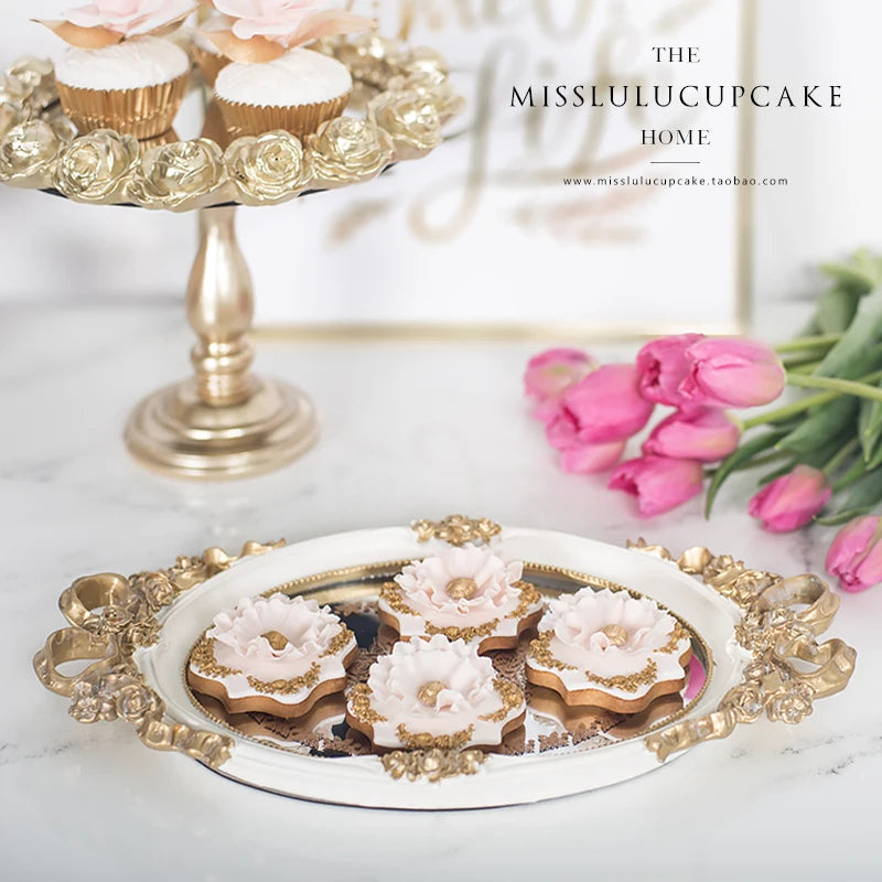 Tray Resin European Style Living Room Creative Rectangular Cake Wedding Supplies Dessert Table Decoration Jewelry Storage Medium