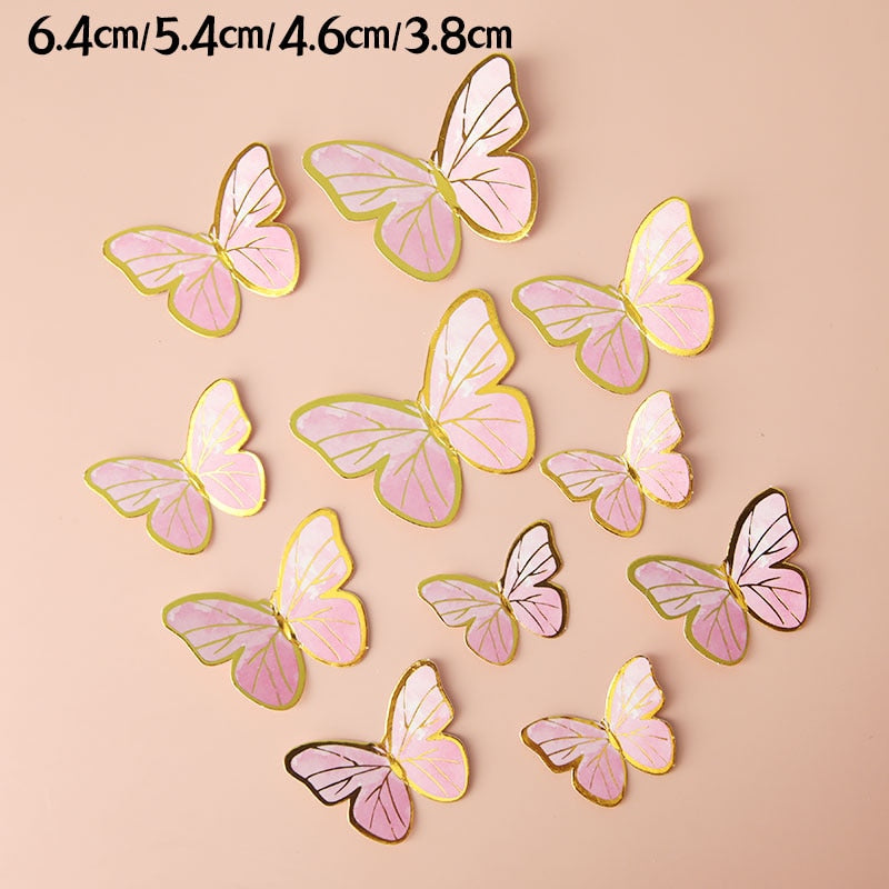 Happy Birthday Butterfly Theme Cake ToppersHandmade Painted Wedding Birthday Party Cake Decoration Party Baking Supplies Gift