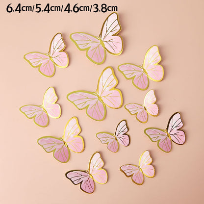 Happy Birthday Butterfly Theme Cake ToppersHandmade Painted Wedding Birthday Party Cake Decoration Party Baking Supplies Gift