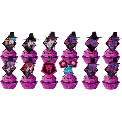 Demon Hunters Cake Topper、Saja Boys Birthday Decorations Cupcake Toppers ，Theme Party Supplies, Kpop Birthday Cake Decorations