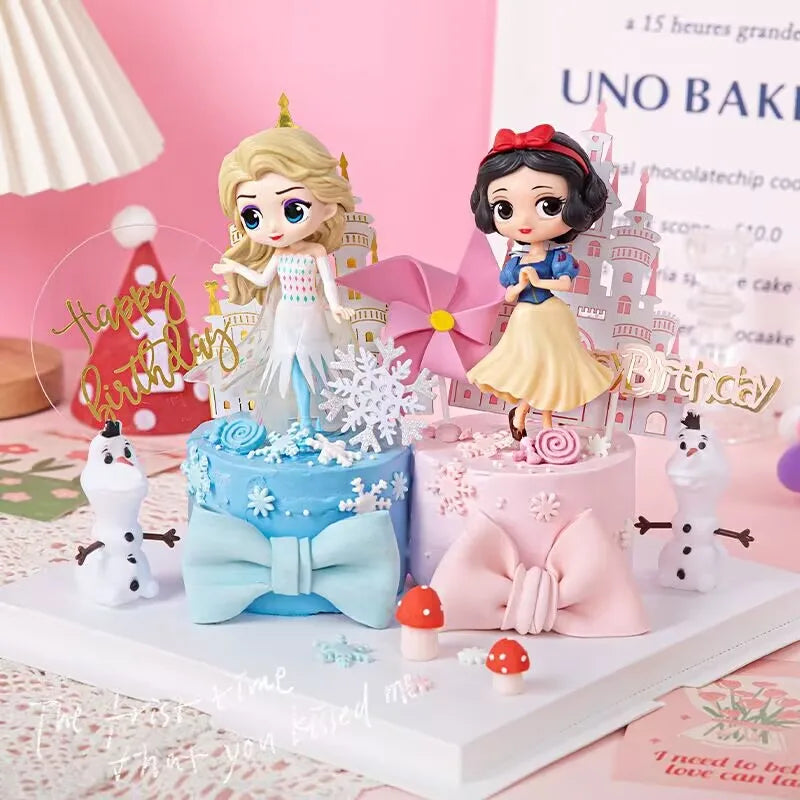 Disney Princess Cake Decoration Elsa Snow White Anna Castle Cake Topper For Girls Baby Shower Birthday Party Cake Decor Supplies