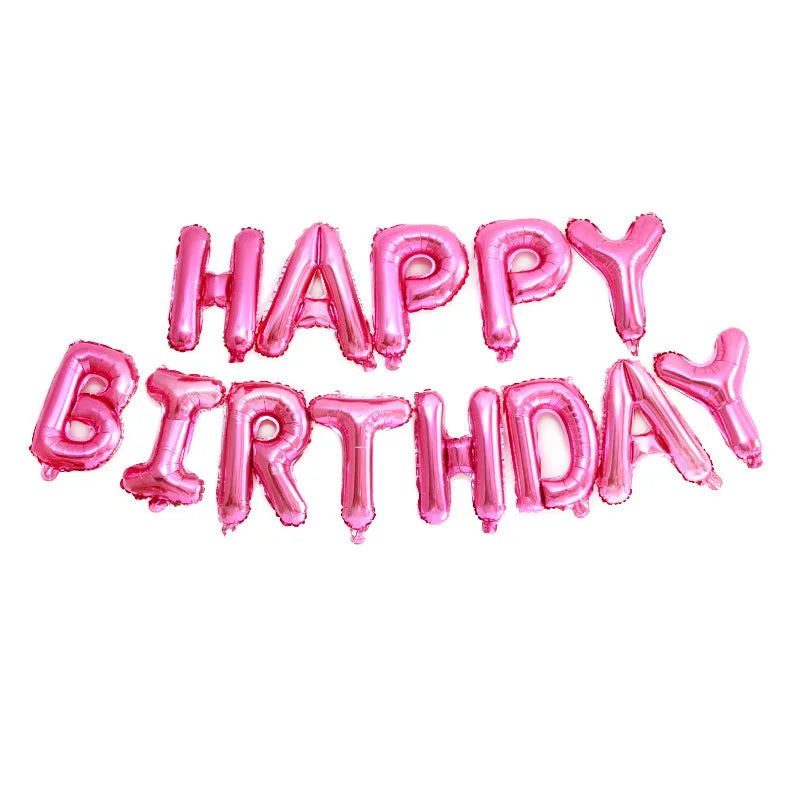 13pcs Rose Gold Happy Birthday Balloons – Letter Foil Balloon Decoration Set