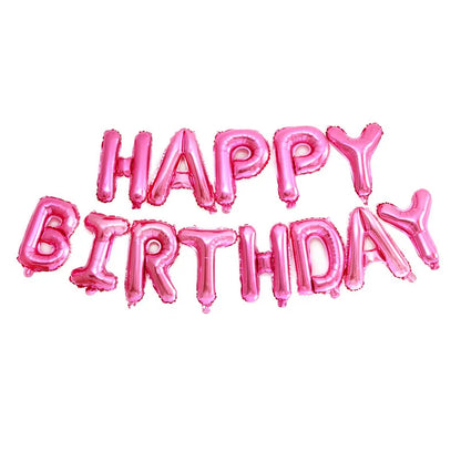 13pcs Rose Gold Happy Birthday Balloons – Letter Foil Balloon Decoration Set