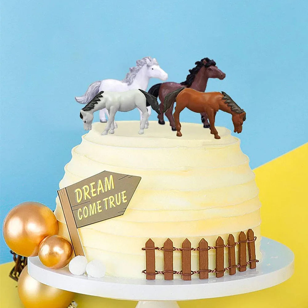 Horse Cake Decoration Plastic Horse Realistic Toy Pony Figures Walking Animal Mini Barn Toys Kids  Cowboy Birthday Party Supplie